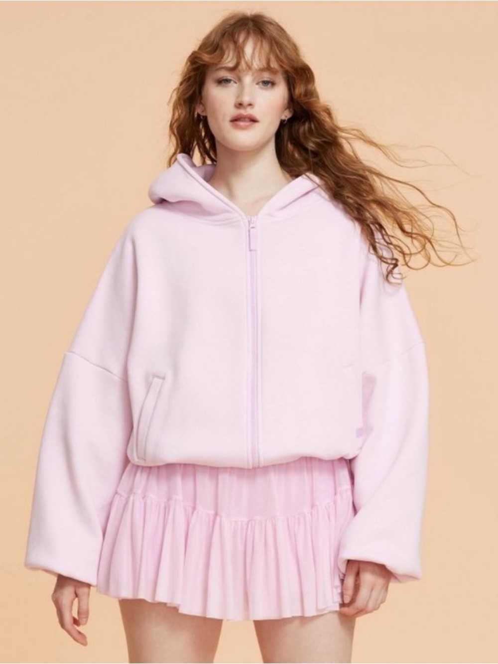 Blogilates Marshmallow Zip Hoodie Pink Lilac Snow XS NWT